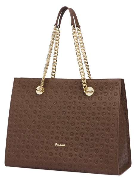 HERITAGE sac cabas bandouli&egrave;re en cuir marron / cr&egrave;me - Sacs pour Femme