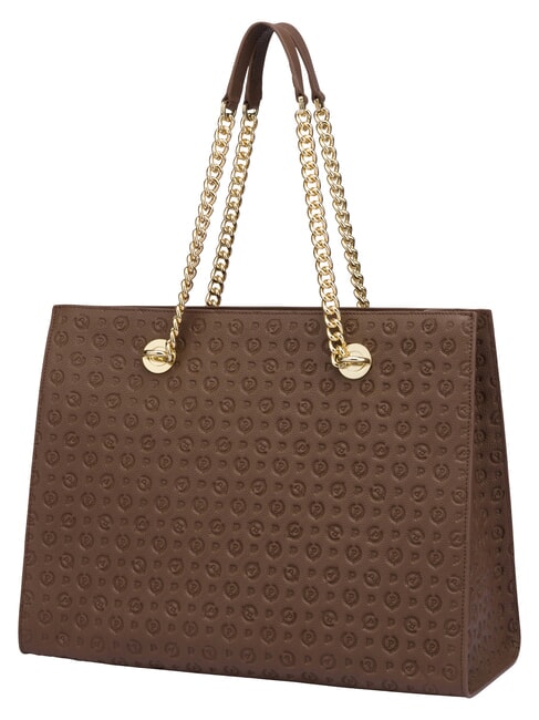 HERITAGE sac cabas bandouli&egrave;re en cuir marron / cr&egrave;me - Sacs pour Femme