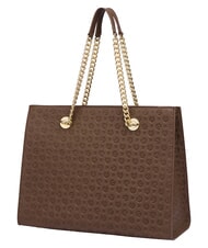 POLLINI HERITAGE sac cabas bandouli&egrave;re en cuir marron / cr&egrave;me - Sacs pour Femme - 3