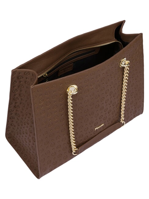 HERITAGE sac cabas bandouli&egrave;re en cuir marron / cr&egrave;me - Sacs pour Femme
