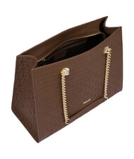 POLLINI HERITAGE sac cabas bandouli&egrave;re en cuir marron / cr&egrave;me - Sacs pour Femme - 4
