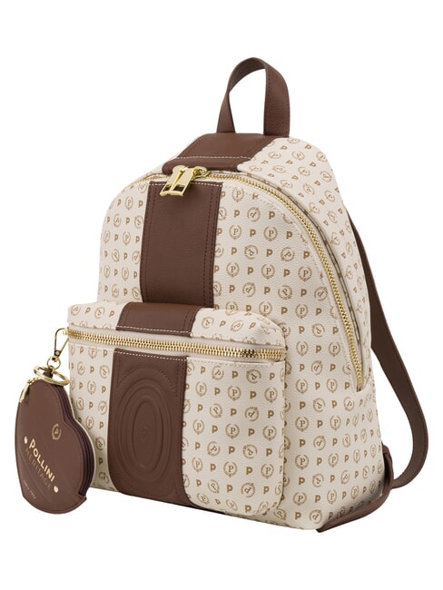 HERITAGE Sac &agrave; dos avec poche avant et anneau porte-cl&eacute;s ivoire brun - Sacs pour Femme