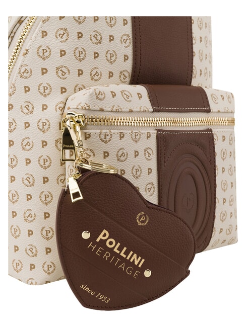 HERITAGE Sac &agrave; dos avec poche avant et anneau porte-cl&eacute;s ivoire brun - Sacs pour Femme