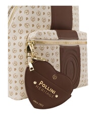 POLLINI HERITAGE Sac &agrave; dos avec poche avant et anneau porte-cl&eacute;s ivoire brun - Sacs pour Femme - 5