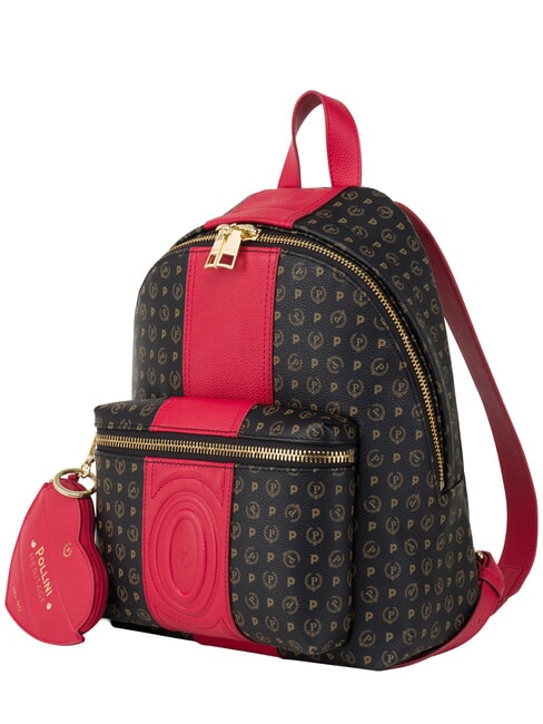 HERITAGE Sac &agrave; dos avec poche avant et anneau porte-cl&eacute;s noir rouge - Sacs pour Femme