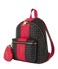POLLINI HERITAGE Sac &agrave; dos avec poche avant et anneau porte-cl&eacute;s noir rouge - Sacs pour Femme - 2