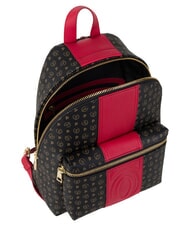 POLLINI HERITAGE Sac &agrave; dos avec poche avant et anneau porte-cl&eacute;s noir rouge - Sacs pour Femme - 4