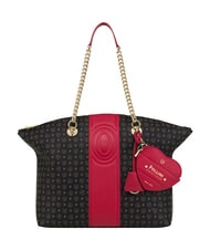 POLLINI HERITAGE Sac cabas bandouli&egrave;re, avec porte-cl&eacute;s noir rouge - Sacs pour Femme - 6