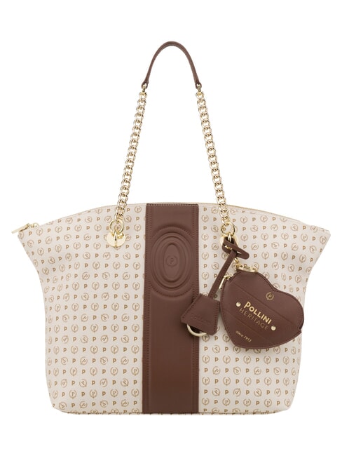 HERITAGE Sac cabas bandouli&egrave;re, avec porte-cl&eacute;s ivoire brun - Sacs pour Femme