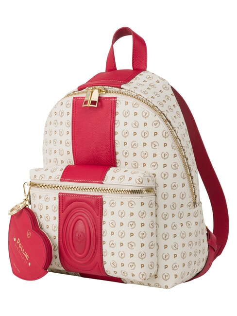 HERITAGE Sac &agrave; dos avec poche avant et anneau porte-cl&eacute;s ivoire rouge - Sacs pour Femme