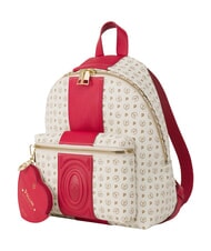 POLLINI HERITAGE Sac &agrave; dos avec poche avant et anneau porte-cl&eacute;s ivoire rouge - Sacs pour Femme - 2