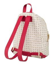 POLLINI HERITAGE Sac &agrave; dos avec poche avant et anneau porte-cl&eacute;s ivoire rouge - Sacs pour Femme - 3