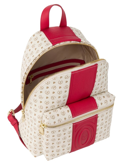 HERITAGE Sac &agrave; dos avec poche avant et anneau porte-cl&eacute;s ivoire rouge - Sacs pour Femme