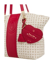 POLLINI HERITAGE Sac cabas bandouli&egrave;re, avec porte-cl&eacute;s ivoire rouge - Sacs pour Femme - 6