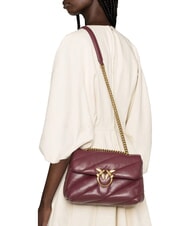 PINKO CLASSIC LOVE PUFF Sac en cuir nappa groseille intense-or antique - Sacs pour Femme - 5