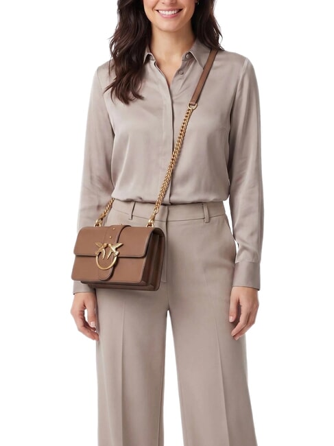 LOVE ONE CLASSIC Mini sac &agrave; bandouli&egrave;re en cuir cognac brun-or antique - Sacs pour Femme