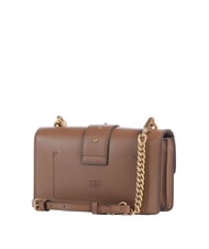 PINKO LOVE ONE CLASSIC Mini sac &agrave; bandouli&egrave;re en cuir cognac brun-or antique - Sacs pour Femme - 3
