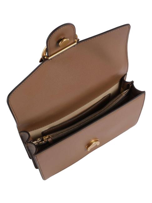 LOVE ONE CLASSIC Mini sac &agrave; bandouli&egrave;re en cuir cognac brun-or antique - Sacs pour Femme