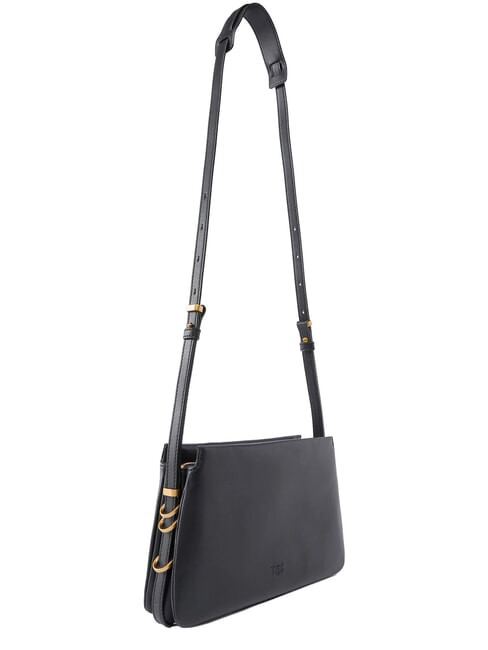 TRIPLET MINI Sac bandouli&egrave;re en cuir noir-or antique - Sacs pour Femme