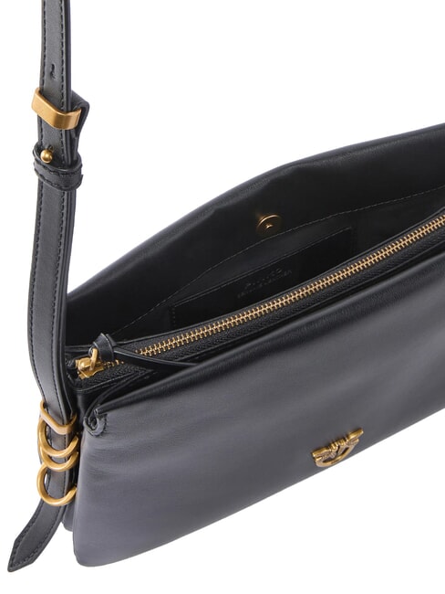 TRIPLET MINI Sac bandouli&egrave;re en cuir noir-or antique - Sacs pour Femme