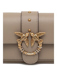 PINKO LOVE POCKET Mini sac bandouli&egrave;re blanc de soie-or antique - Sacs pour Femme - 4