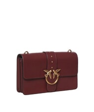 PINKO LOVE ONE CLASSIC Sac bandouli&egrave;re en cuir avec rabat groseille intense-or antique - Sacs pour Femme - 2