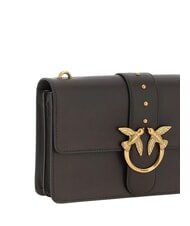 PINKO LOVE ONE CLASSIC Sac bandouli&egrave;re en cuir avec rabat marasca brun-or antique - Sacs pour Femme - 3