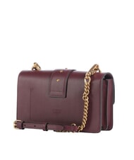 PINKO LOVE ONE CLASSIC Mini sac &agrave; bandouli&egrave;re en cuir groseille intense-or antique - Sacs pour Femme - 2