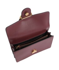 PINKO LOVE ONE CLASSIC Mini sac &agrave; bandouli&egrave;re en cuir groseille intense-or antique - Sacs pour Femme - 3