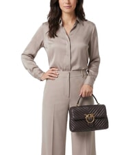 PINKO CLASSIC LADY LOVE BAG sac &agrave; chevrons marasca brun-or antique - Sacs pour Femme - 2