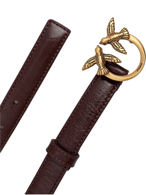 LOVE BERRY ceinture en cuir brun fonc&eacute; or antique - Ceintures