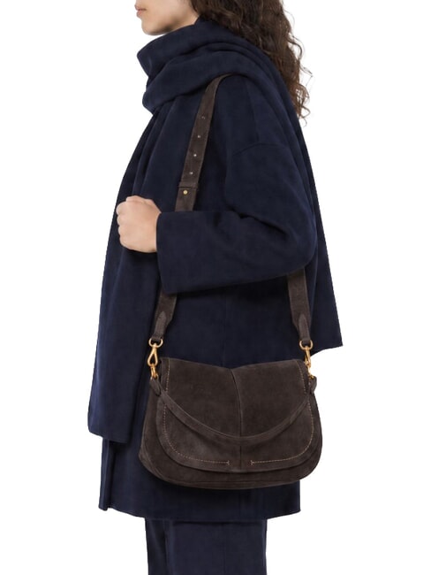 HELENA ROUND sac bandouli&egrave;re en cuir moka - Sacs pour Femme
