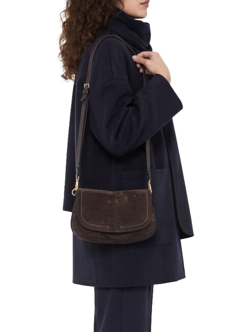 HELENA ROUND sac bandouli&egrave;re en cuir moka - Sacs pour Femme