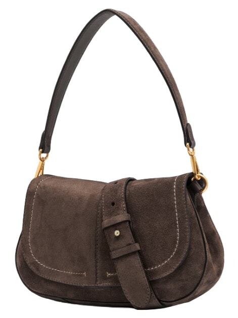 HELENA ROUND sac bandouli&egrave;re en cuir moka - Sacs pour Femme