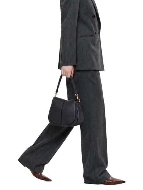 HELENA ROUND Sac bandouli&egrave;re en cuir, avec bandouli&egrave;re Noir - Sacs pour Femme