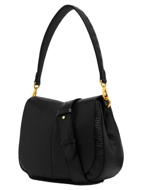 HELENA ROUND Sac bandouli&egrave;re en cuir, avec bandouli&egrave;re Noir - Sacs pour Femme