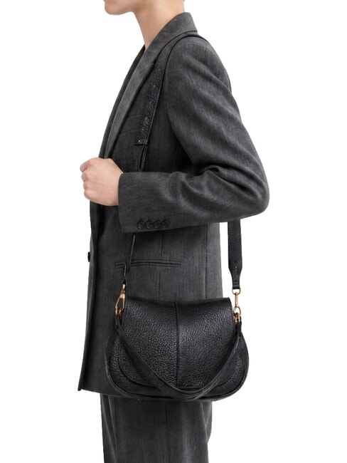 HELENA ROUND Sac bandouli&egrave;re en cuir, avec bandouli&egrave;re Noir - Sacs pour Femme