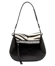 GIANNI CHIARINI HELENA ROUND Sac bandouli&egrave;re en cuir, avec bandouli&egrave;re z&egrave;bre noir et blanc - Sacs pour Femme - 3