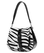 GIANNI CHIARINI HELENA ROUND Sac bandouli&egrave;re en cuir, avec bandouli&egrave;re z&egrave;bre noir et blanc - Sacs pour Femme - 4
