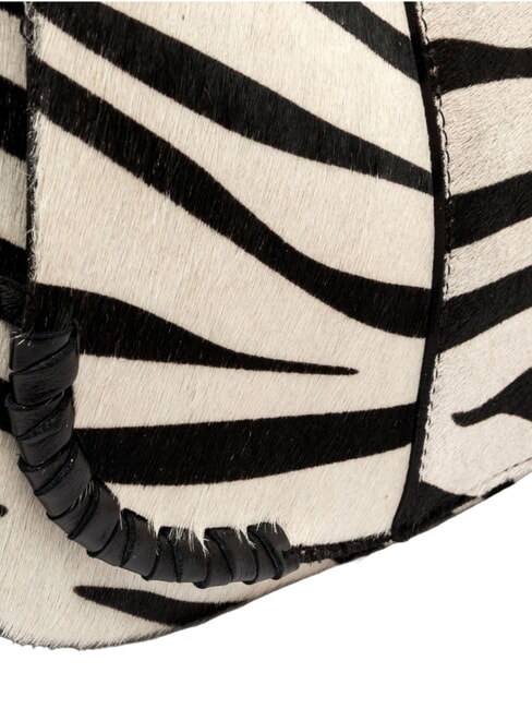 HELENA ROUND Sac bandouli&egrave;re en cuir, avec bandouli&egrave;re z&egrave;bre noir et blanc - Sacs pour Femme