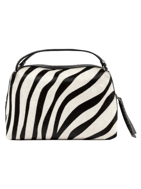 ALIFA Sac &agrave; main en cuir, avec bandouli&egrave;re z&egrave;bre noir et blanc - Sacs pour Femme
