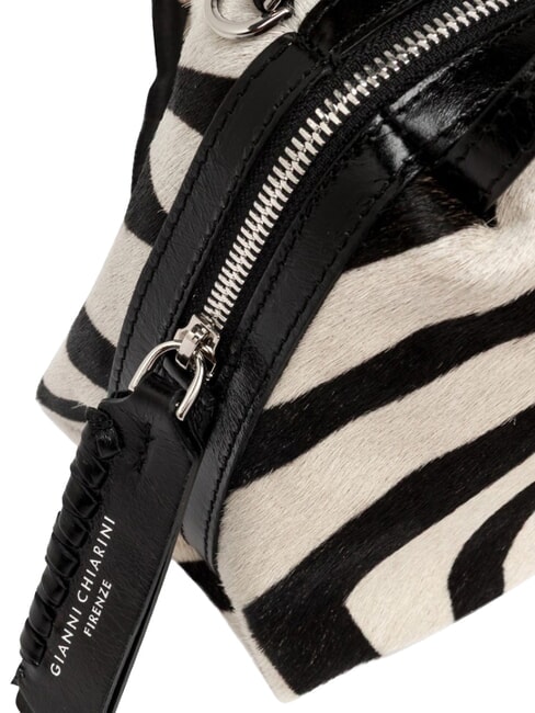 ALIFA Sac &agrave; main en cuir, avec bandouli&egrave;re z&egrave;bre noir et blanc - Sacs pour Femme