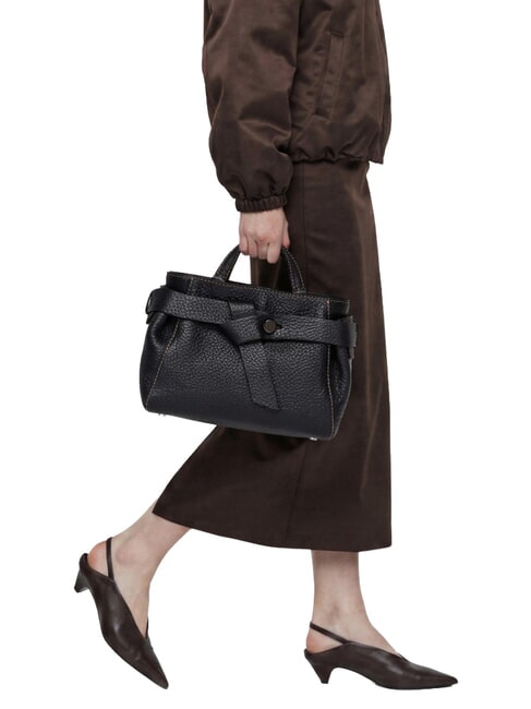 MIRANDA Sac &agrave; main en cuir, avec bandouli&egrave;re Noir - Sacs pour Femme