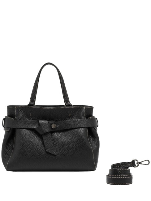 MIRANDA Sac &agrave; main en cuir, avec bandouli&egrave;re Noir - Sacs pour Femme