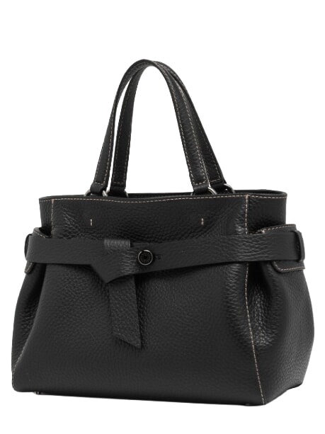 MIRANDA Sac &agrave; main en cuir, avec bandouli&egrave;re Noir - Sacs pour Femme