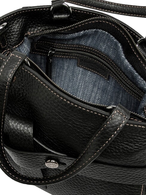 MIRANDA Sac &agrave; main en cuir, avec bandouli&egrave;re Noir - Sacs pour Femme