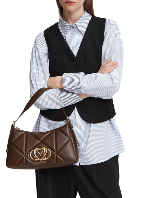 EMBOSSED QUILTED sac bandouli&egrave;re brun - Sacs pour Femme