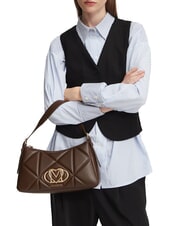 LOVE MOSCHINO EMBOSSED QUILTED sac bandouli&egrave;re brun - Sacs pour Femme - 2