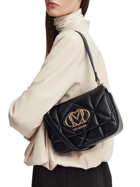 EMBOSSED QUILTED Sac bandouli&egrave;re, avec bandouli&egrave;re Noir - Sacs pour Femme