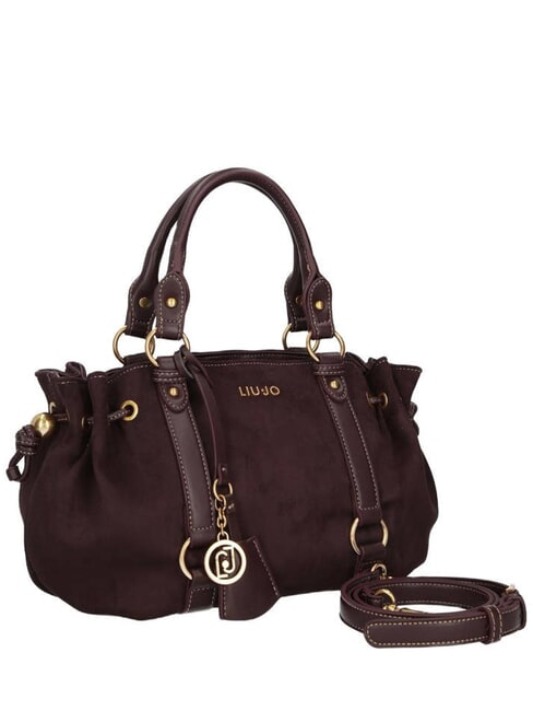 GINESA Sac &agrave; main avec bandouli&egrave;re aubergine rouge - Sacs pour Femme